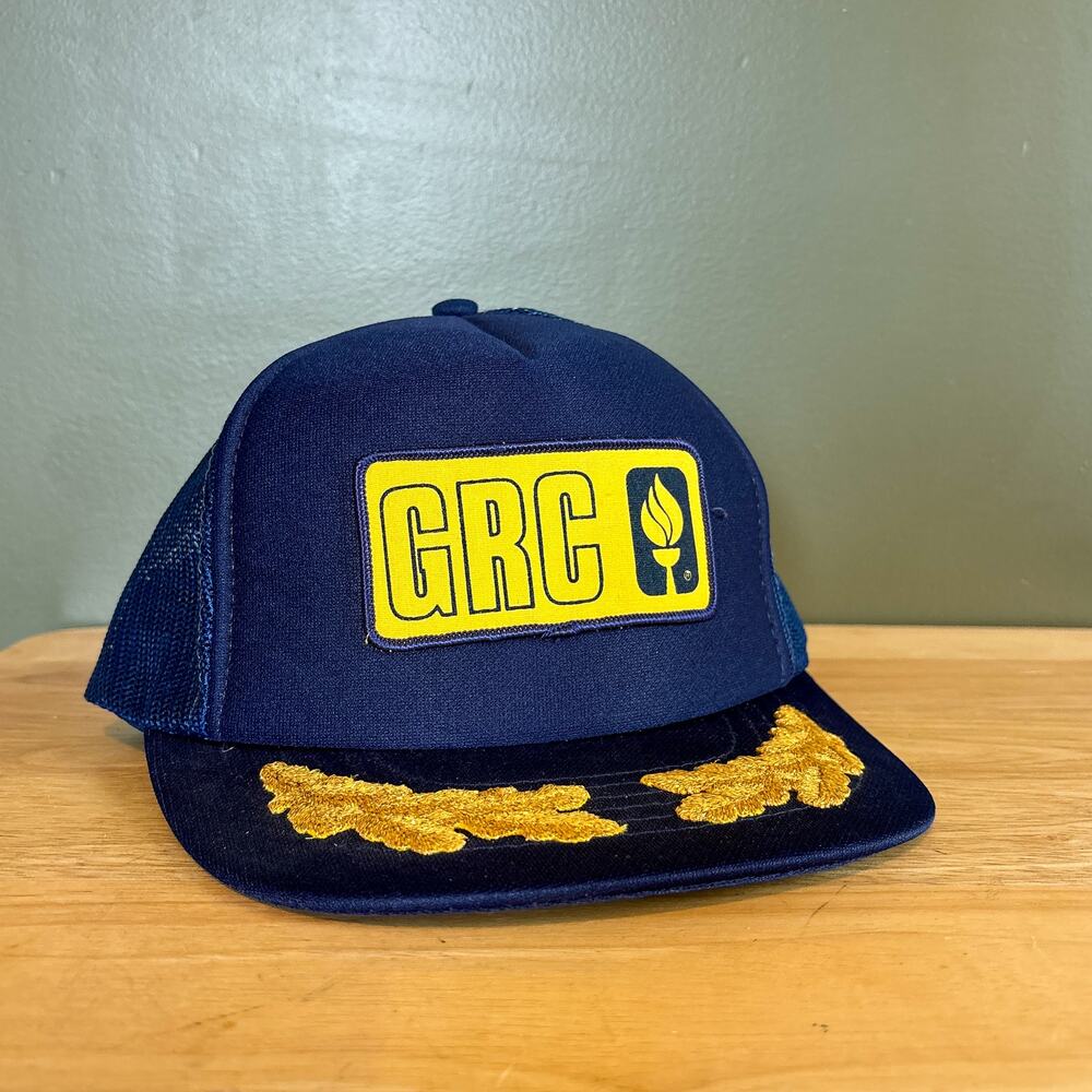 Vintage GRC Gas Research Council Blue Gold Patch Mesh Trucker Snapback Hat